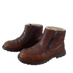 UGG Australia Leather Boots Sheepskin Lining Inside Zipper Womens Brown Size 6